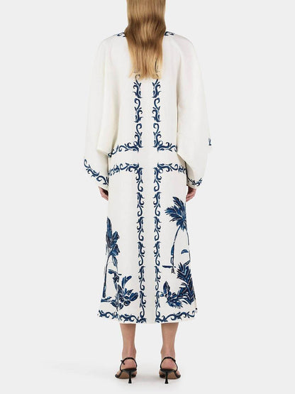 CHARLOTTE | VINTAGE HAWAIIAN PRINT SEQUINED OVERSIZED LOOSE MIDI DRESS