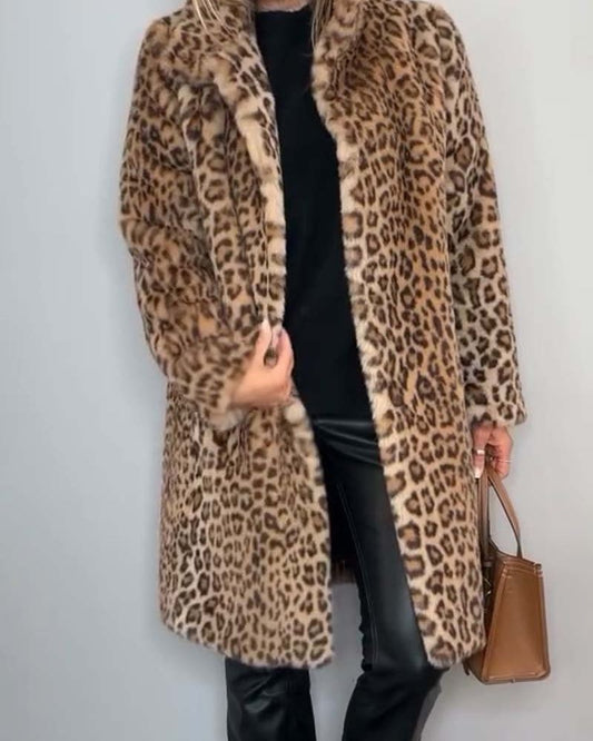 Leia Leopard Longline Coat – Bold, Elegant Women's Outerwear