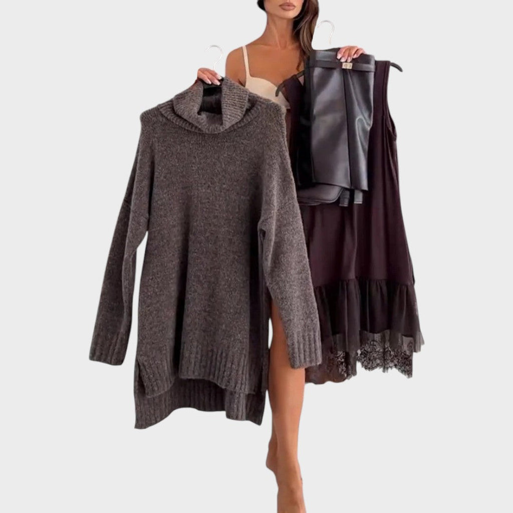 Bonnie – Oversized Knit- and SpitzenDress-Set