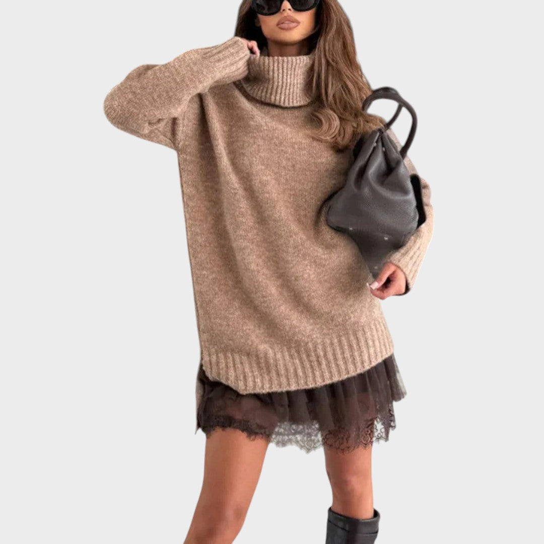 Bonnie – Oversized Knit- and SpitzenDress-Set