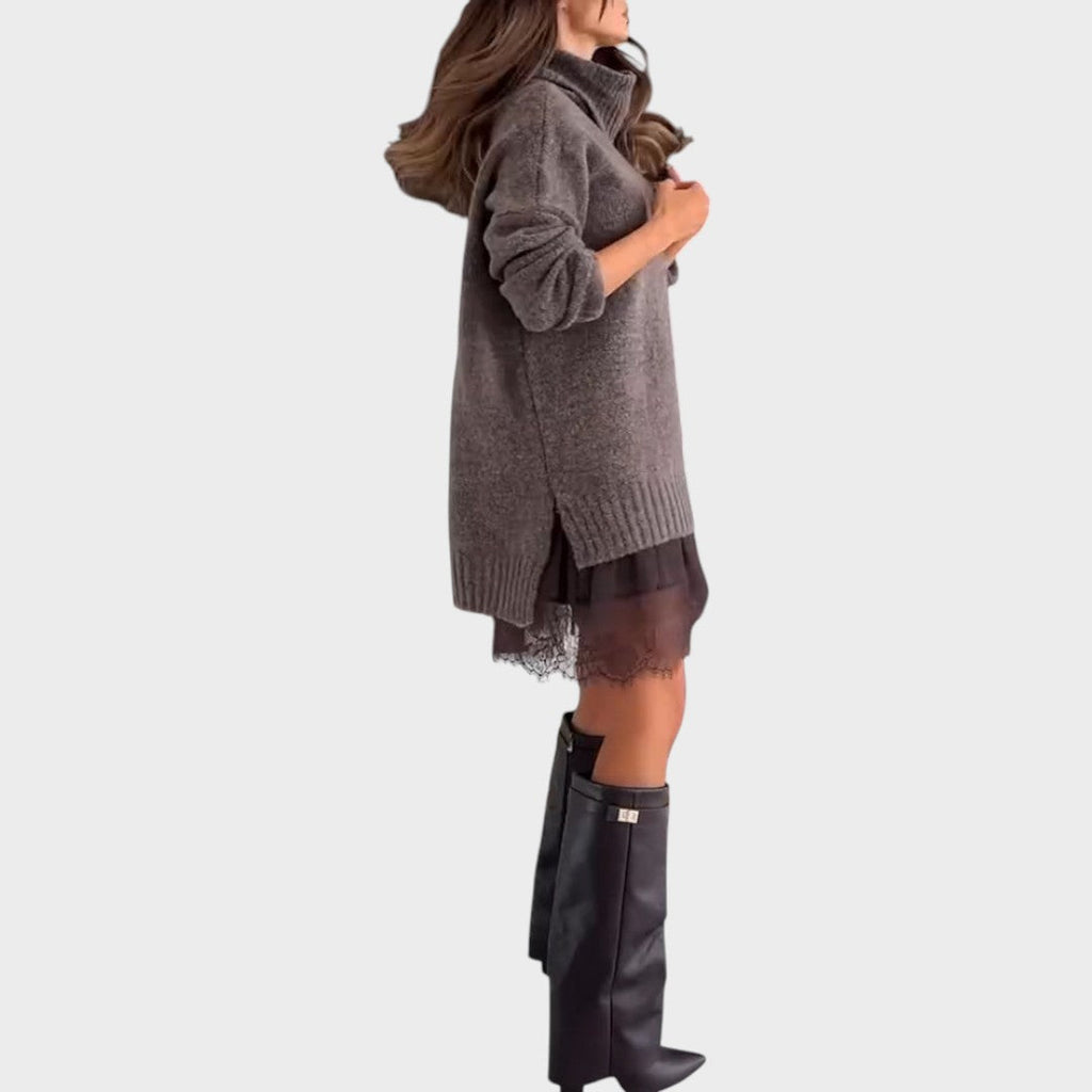 Bonnie – Oversized Knit- and SpitzenDress-Set