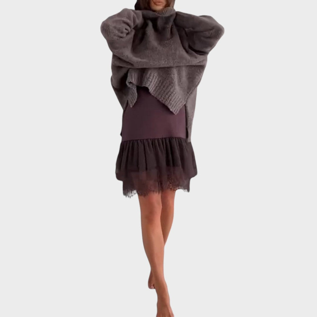 Bonnie – Oversized Knit- and SpitzenDress-Set