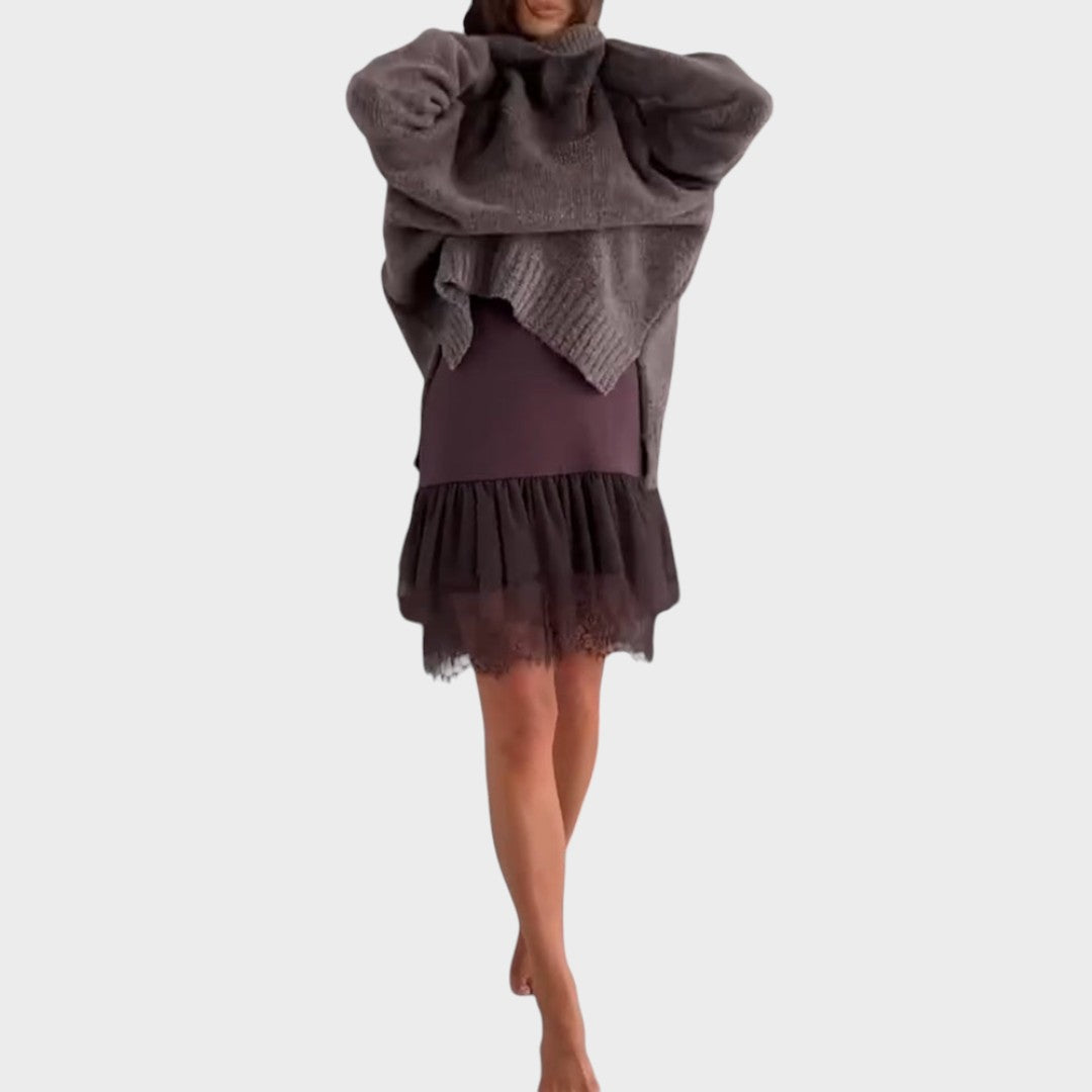 Bonnie – Oversized Knit- and SpitzenDress-Set