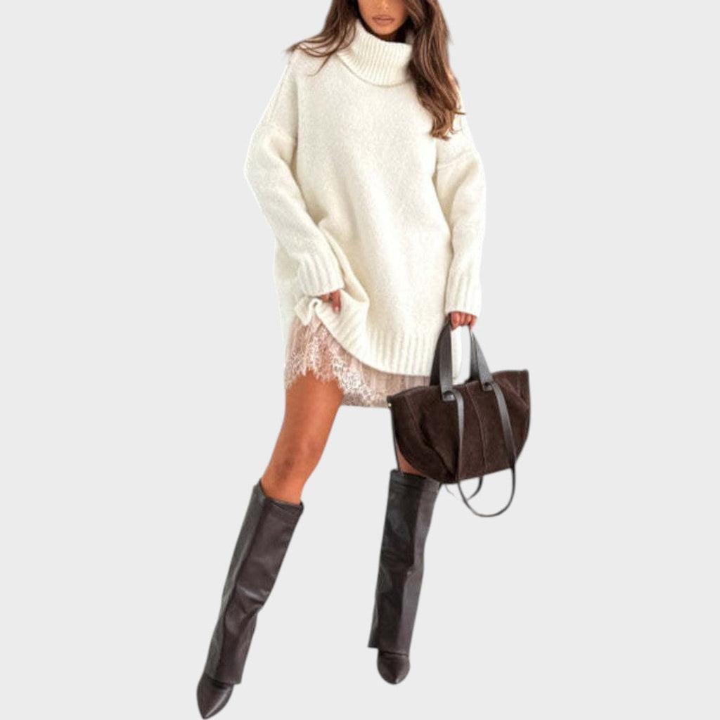 Bonnie – Oversized Knit- and SpitzenDress-Set