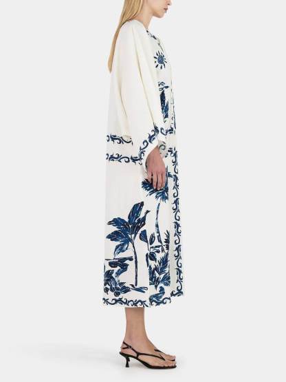 CHARLOTTE | VINTAGE HAWAIIAN PRINT SEQUINED OVERSIZED LOOSE MIDI DRESS