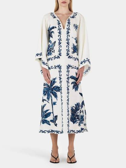 CHARLOTTE | VINTAGE HAWAIIAN PRINT SEQUINED OVERSIZED LOOSE MIDI DRESS