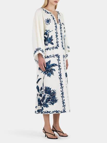 CHARLOTTE | VINTAGE HAWAIIAN PRINT SEQUINED OVERSIZED LOOSE MIDI DRESS