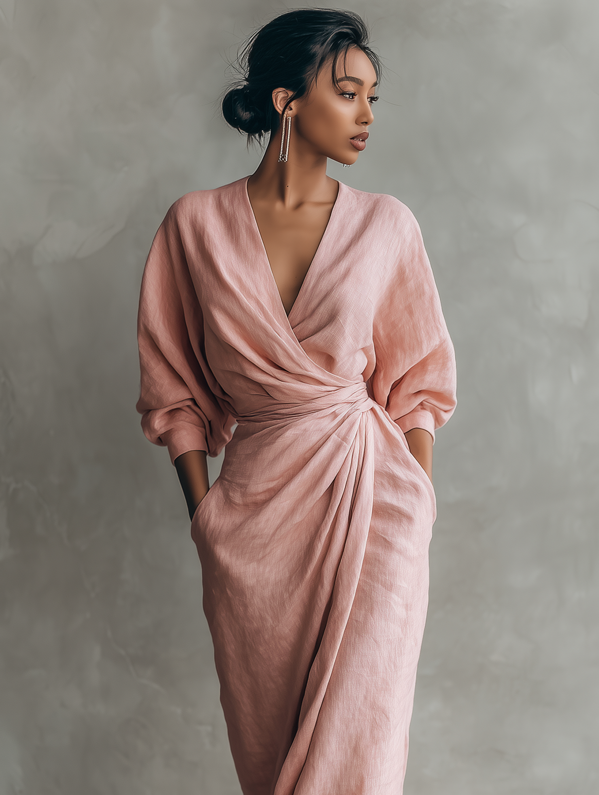 Rosa Linen Maxi Dress V-Hals