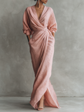 Rosa Linen Maxi Dress V-Hals