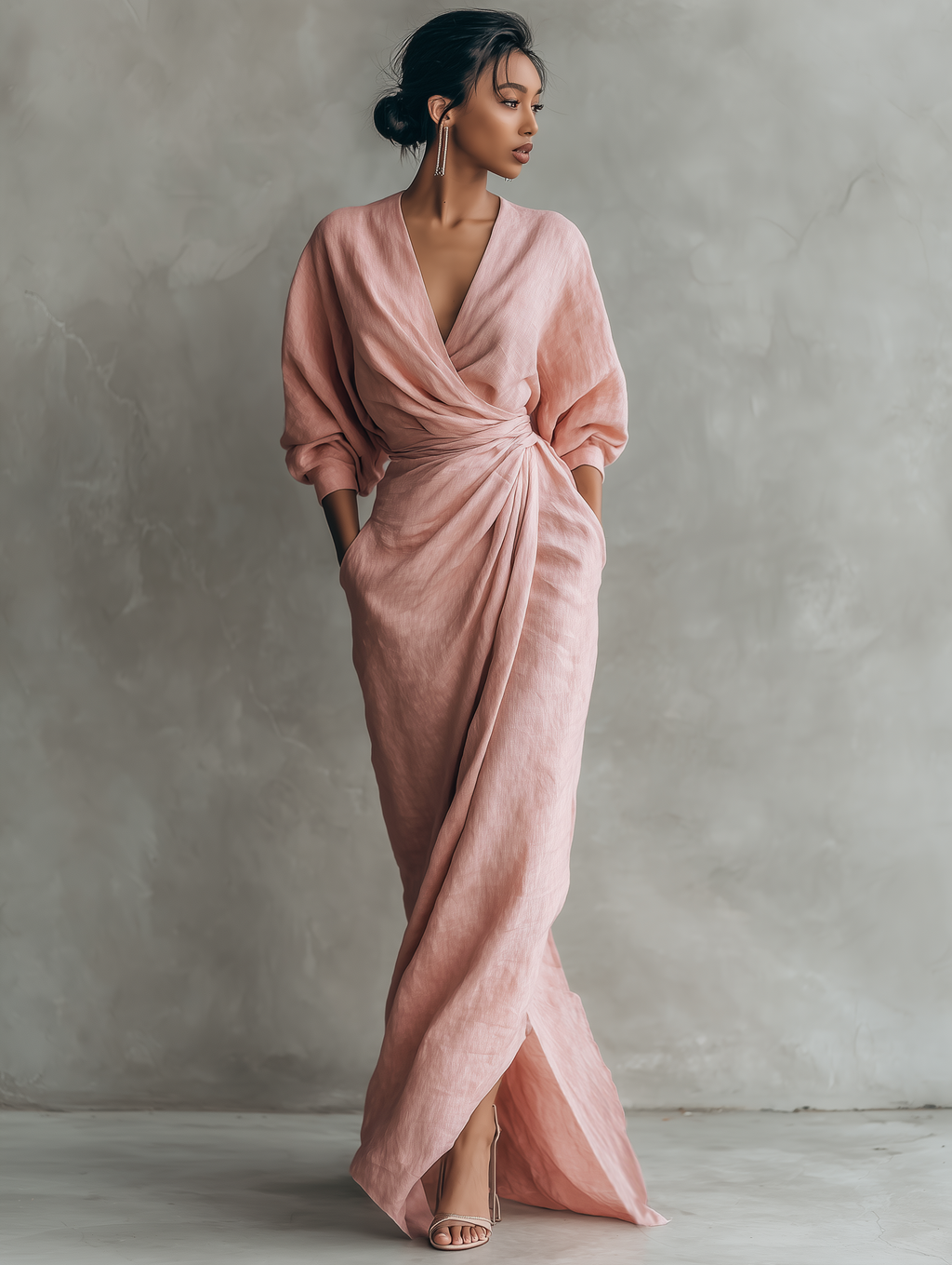 Rosa Linen Maxi Dress V-Hals
