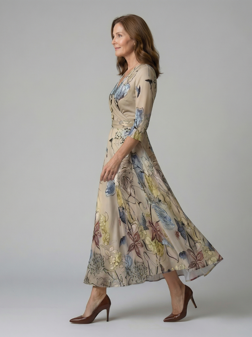 Celine | Midi-Dress with Kreuzwickel-Ausschnitt