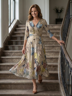 Celine | Midi-Dress with Kreuzwickel-Ausschnitt