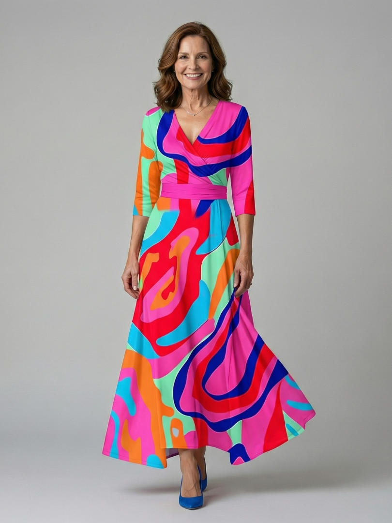Celine | Midi-Dress with Kreuzwickel-Ausschnitt