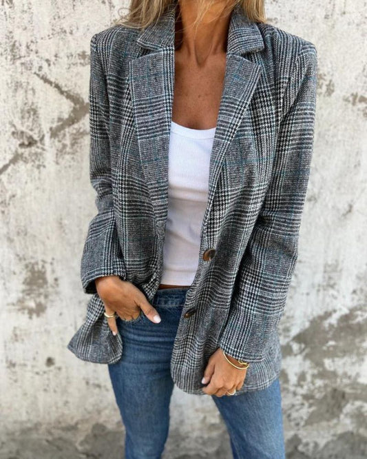 EIRA Checkered Blazer – Tailored Elegance for Women