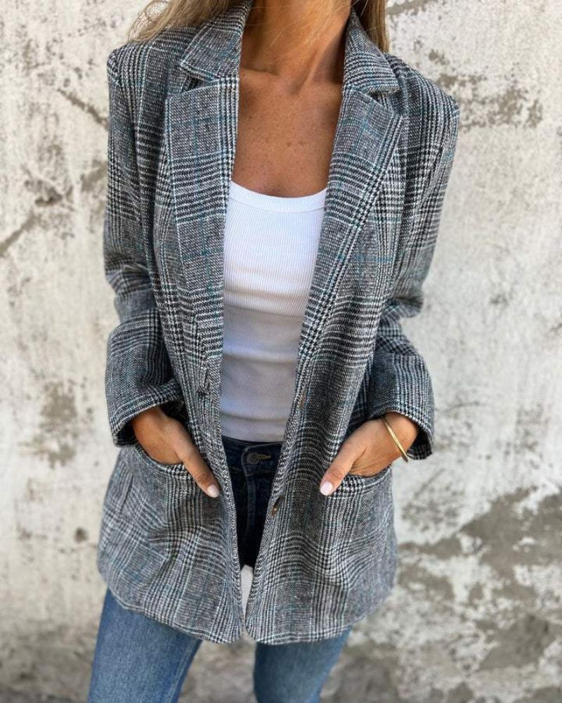 EIRA Checkered Blazer – Tailored Elegance for Women