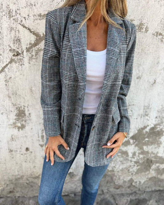 EIRA Checkered Blazer – Tailored Elegance for Women