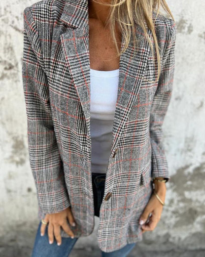 EIRA Checkered Blazer – Tailored Elegance for Women