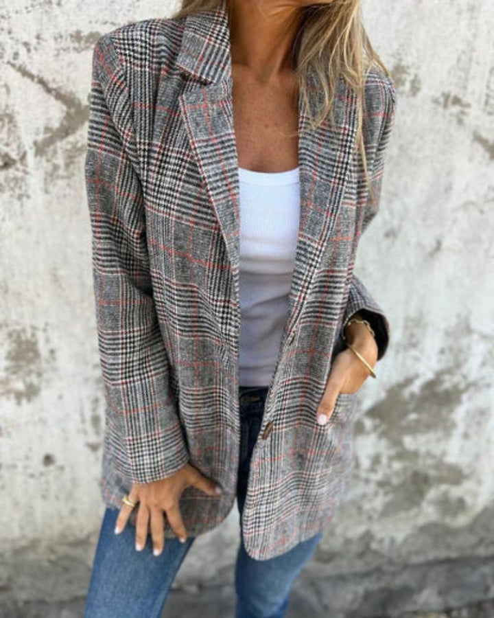 EIRA Checkered Blazer – Tailored Elegance for Women