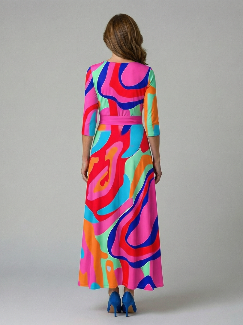 Celine | Midi-Dress with Kreuzwickel-Ausschnitt