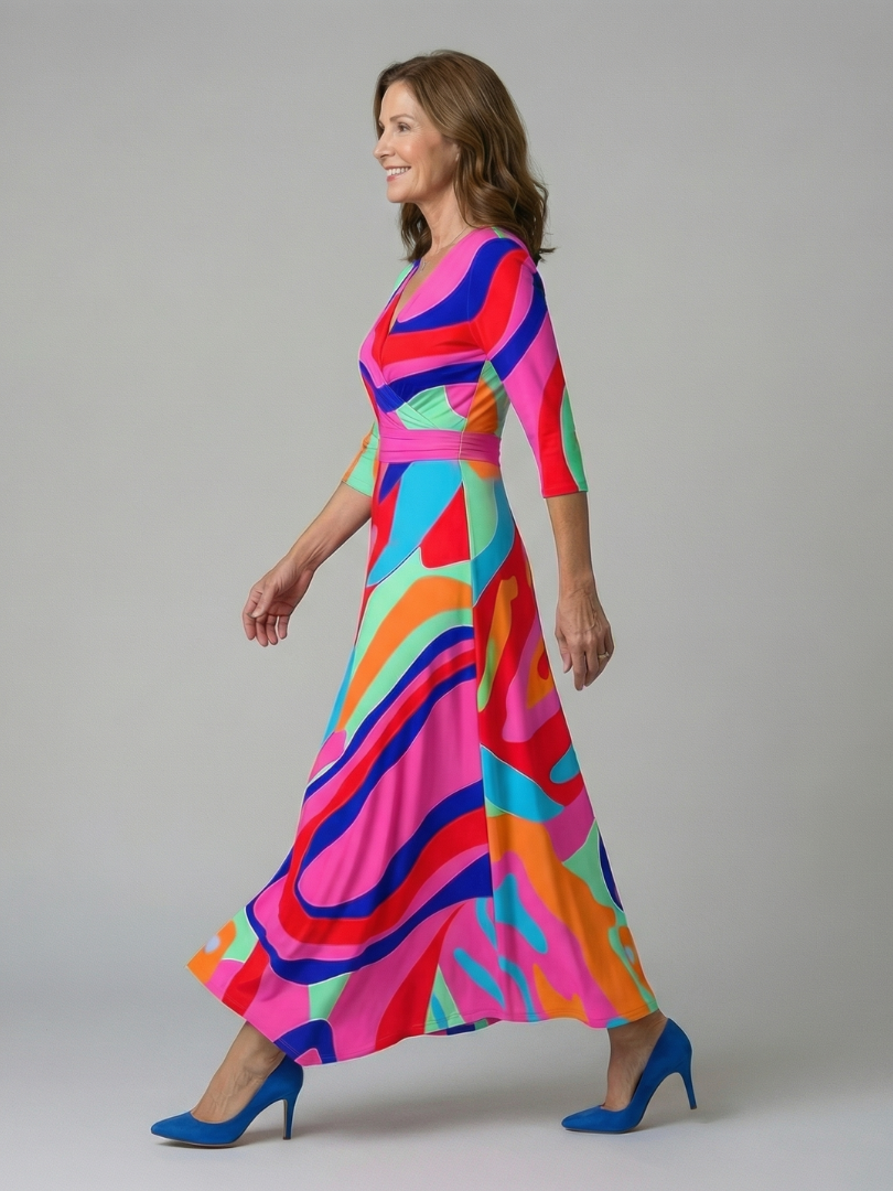 Celine | Midi-Dress with Kreuzwickel-Ausschnitt