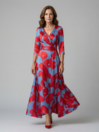 Celine | Midi-Dress with Kreuzwickel-Ausschnitt