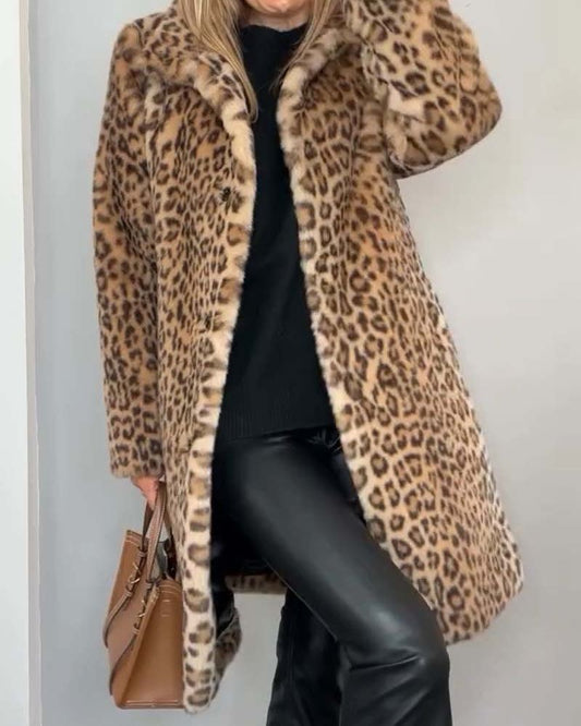 Leia Leopard Longline Coat – Bold, Elegant Women's Outerwear