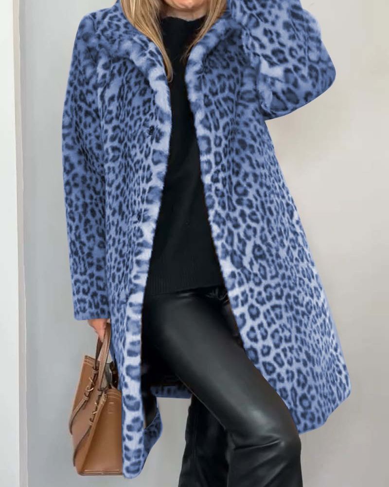 Leia Leopard Longline Coat – Bold, Elegant Women's Outerwear