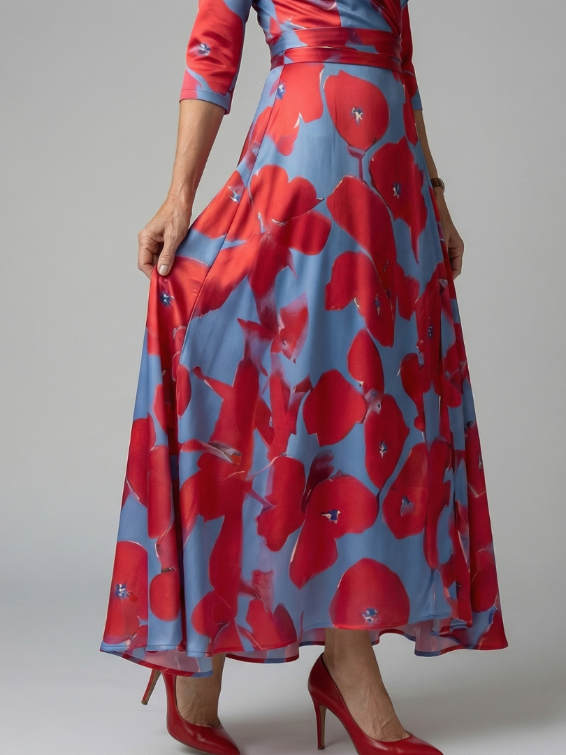 Celine | Midi-Dress with Kreuzwickel-Ausschnitt
