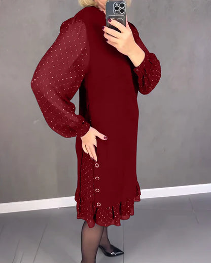 ELENA | ELEGANT POLKA DOT LONG-SLEEVE DRESS