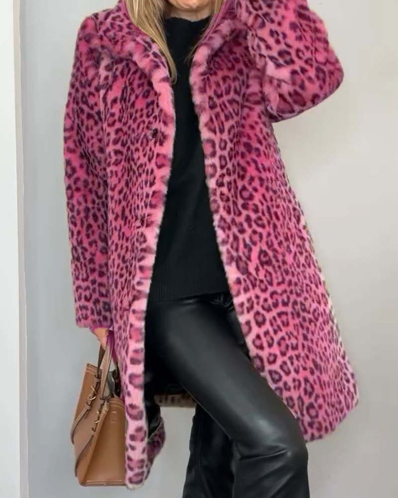 Leia Leopard Longline Coat – Bold, Elegant Women's Outerwear