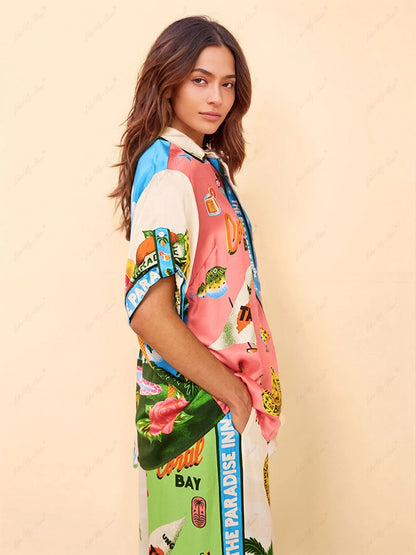 ODETTE | SUNNY BEACH SUMMER STYLE PRINTED TWO-PIECE SET - TOP