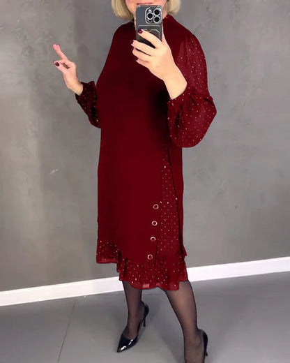 ELENA | ELEGANT POLKA DOT LONG-SLEEVE DRESS