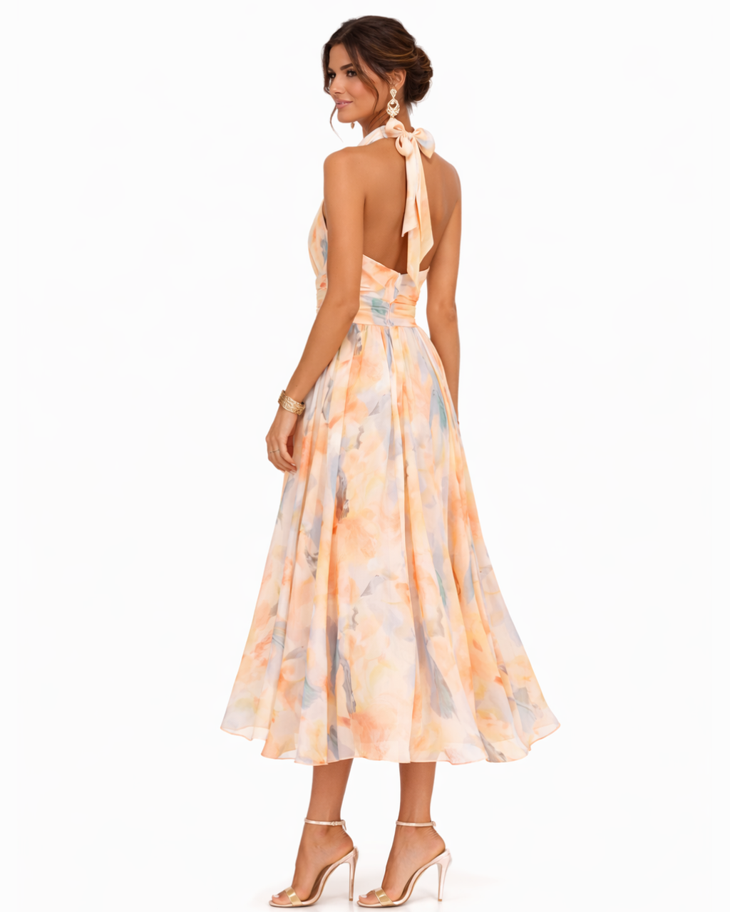 Aurora – Dress with Halterneck and AquarellPrint