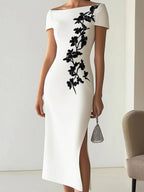 Audrey | Chics Floral-Print Boot-Neck Midi-Dress OutFit
