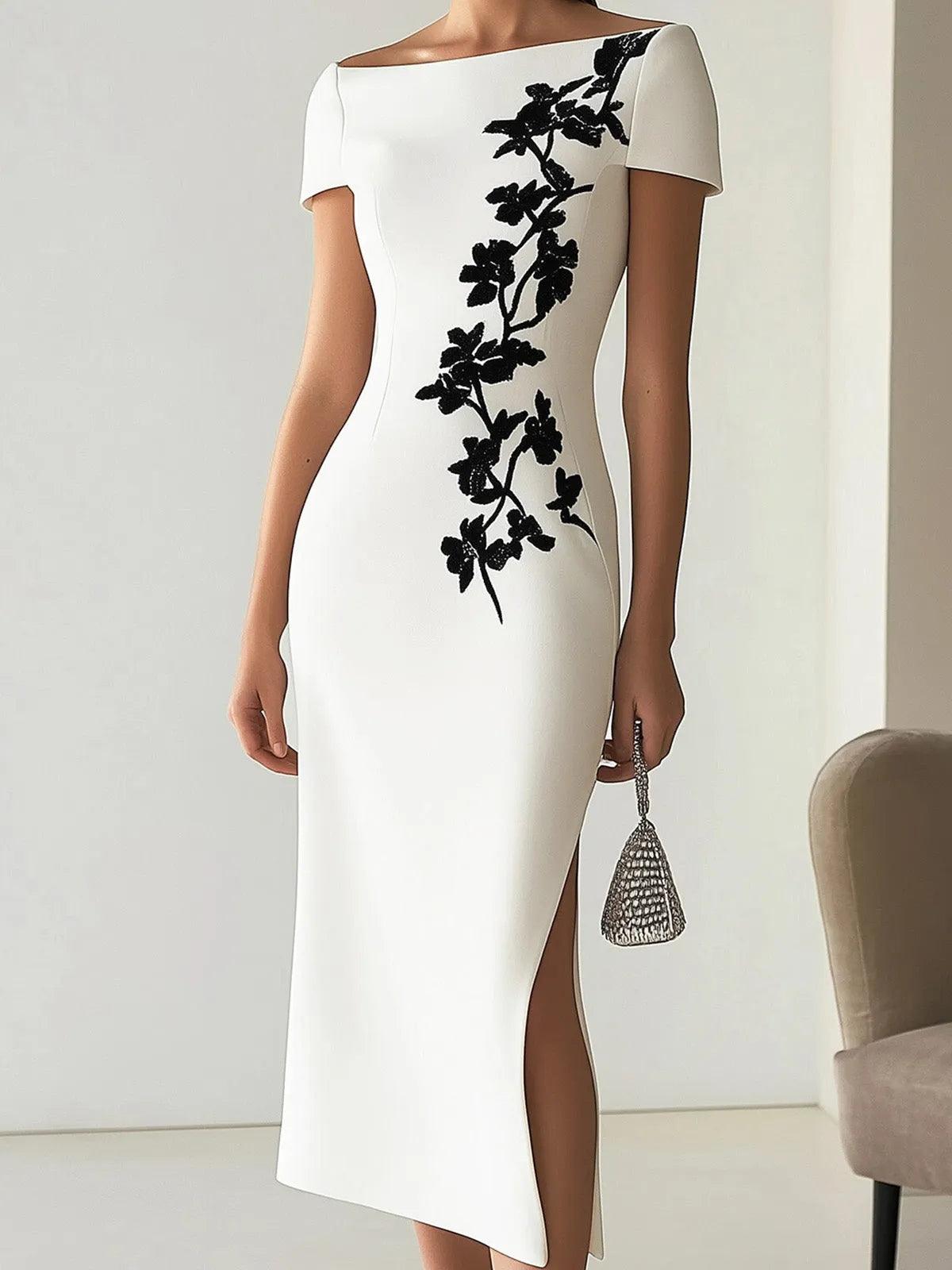 Audrey | Chics Floral-Print Boot-Neck Midi-Dress OutFit
