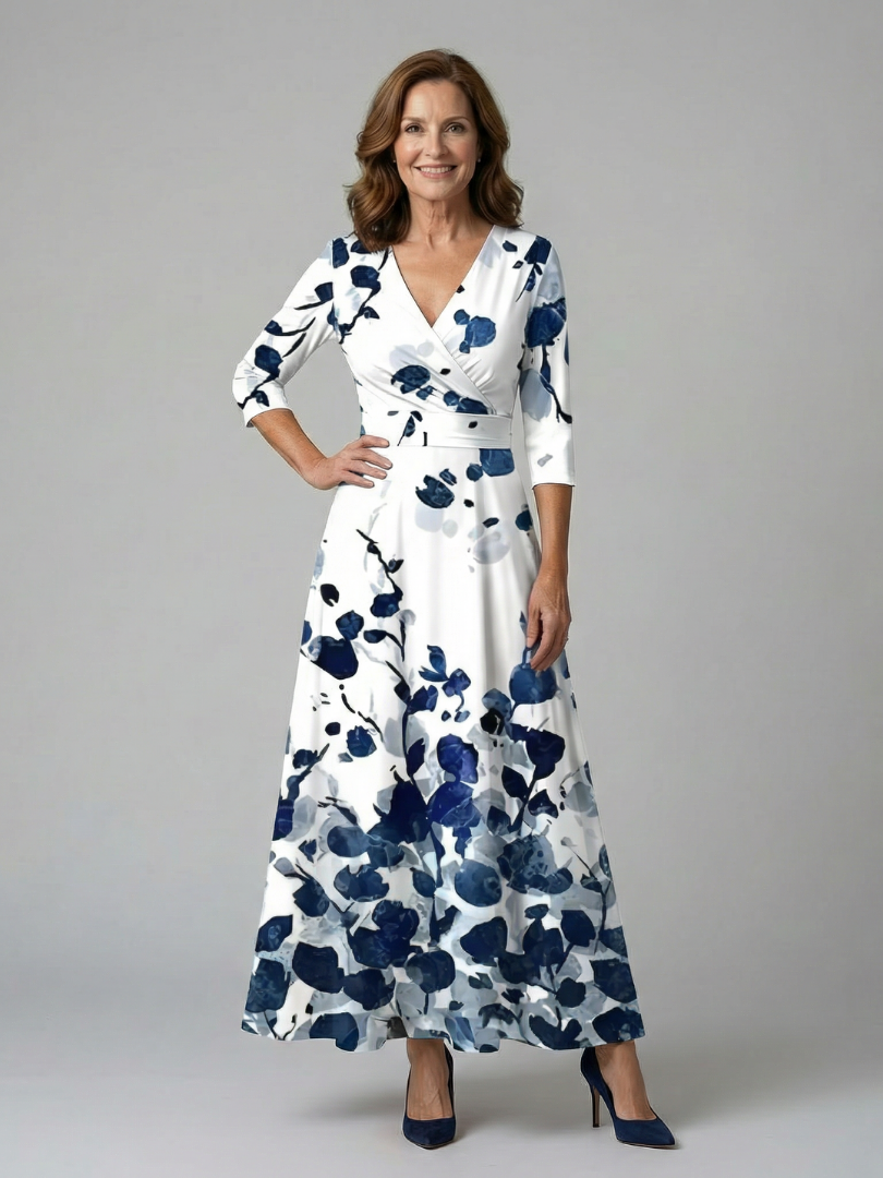 Celine | Midi-Dress with Kreuzwickel-Ausschnitt