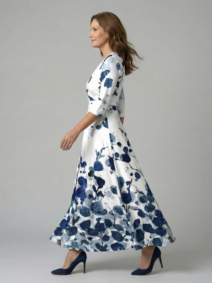Celine | Midi-Dress with Kreuzwickel-Ausschnitt