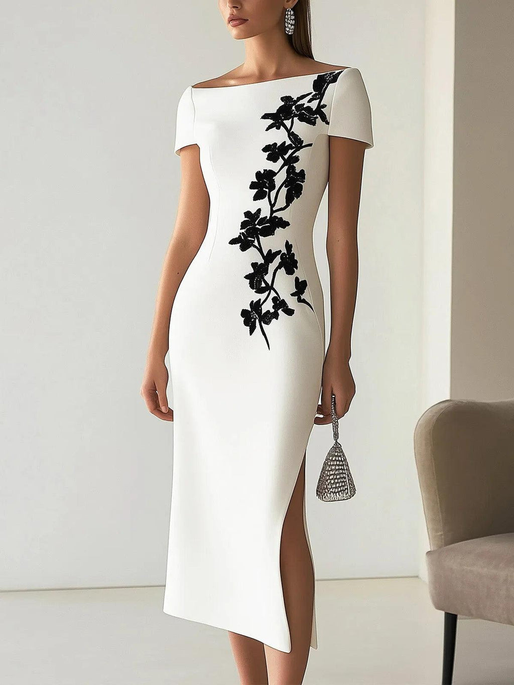 Audrey | Chics Floral-Print Boot-Neck Midi-Dress OutFit