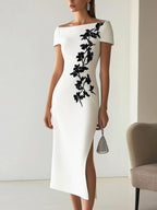 Audrey | Chics Floral-Print Boot-Neck Midi-Dress OutFit