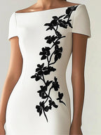 Audrey | Chics Floral-Print Boot-Neck Midi-Dress OutFit