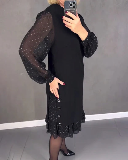 ELENA | ELEGANT POLKA DOT LONG-SLEEVE DRESS