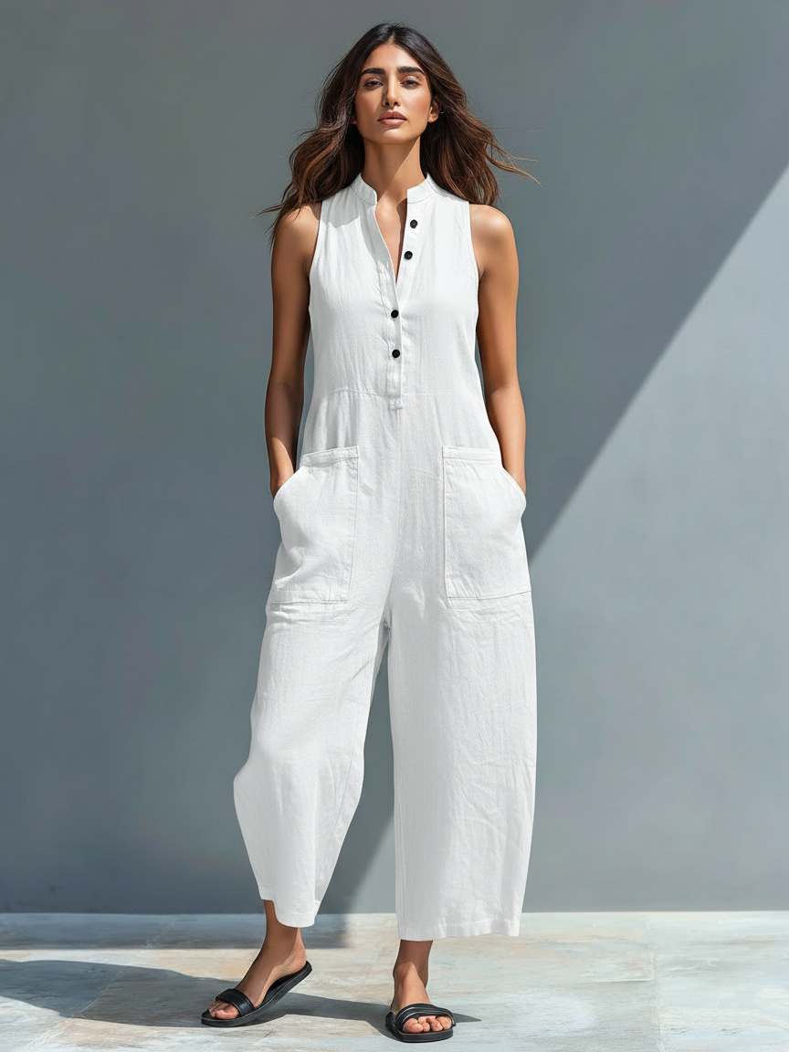 Ärmellose Linen LatzPants