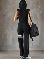 Danielle - Retro Sport-Jumpsuit with Kapuze and Streifen