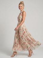 Aurelle | Halter Neck Floral Midi Dress
