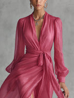 Beatrice | Elegant Chiffon V-Neck Tailliertes LangDress