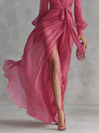 Beatrice | Elegant Chiffon V-Neck Tailliertes LangDress
