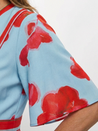 Corinne | V-Neck Kurzarm Blumen MaxiDress