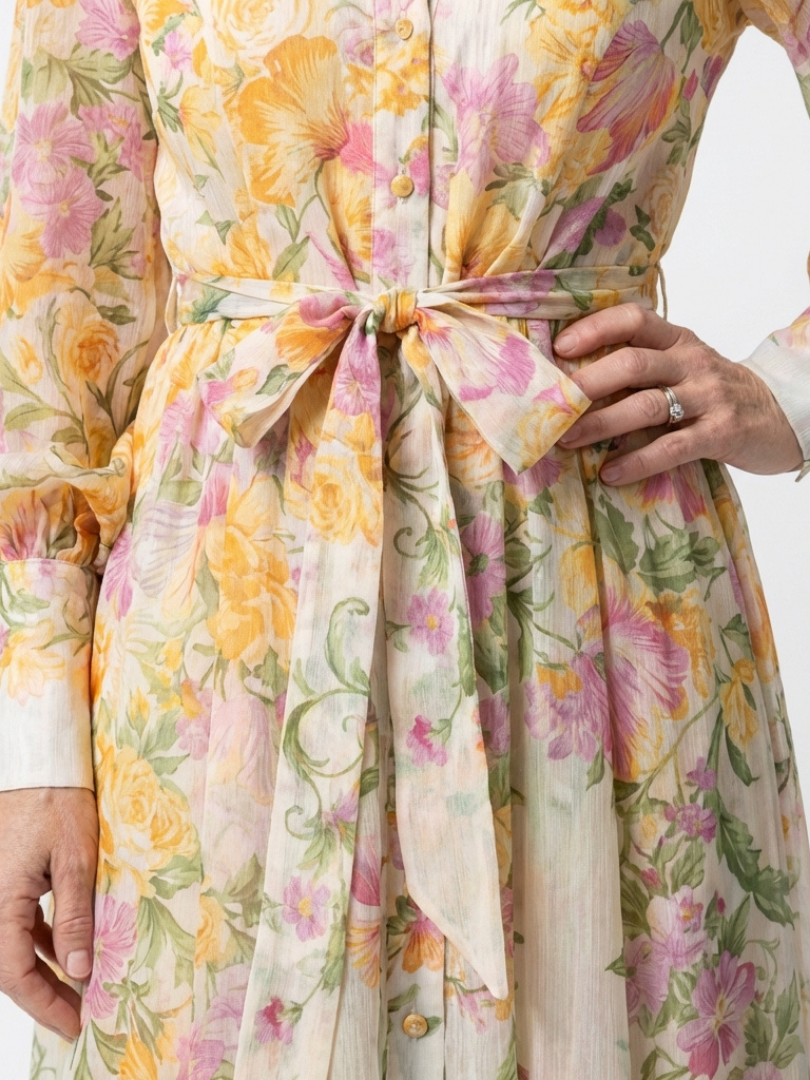 Cressida | Floral Transparente Langarm Maxi-Dress